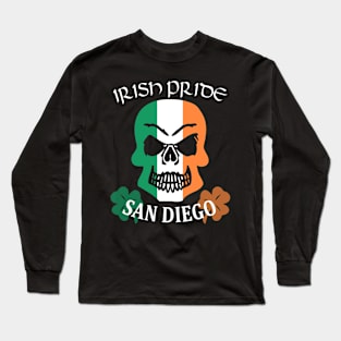 Saint Patrick's Day San Diego Irish American Shamrock Skull Pride Long Sleeve T-Shirt